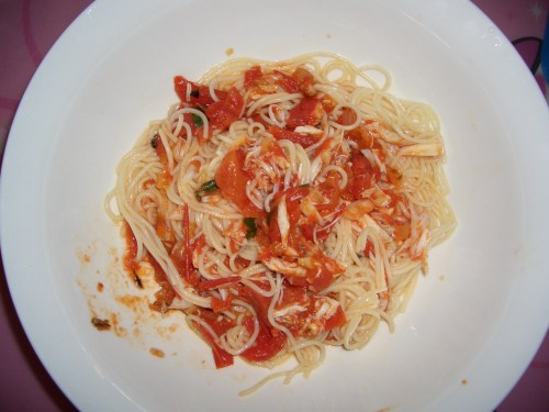 crab with angel hair pasta