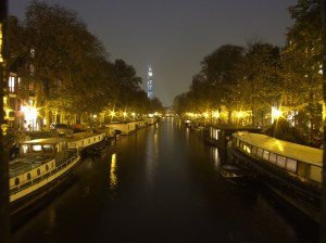 Amsterdam canal by night